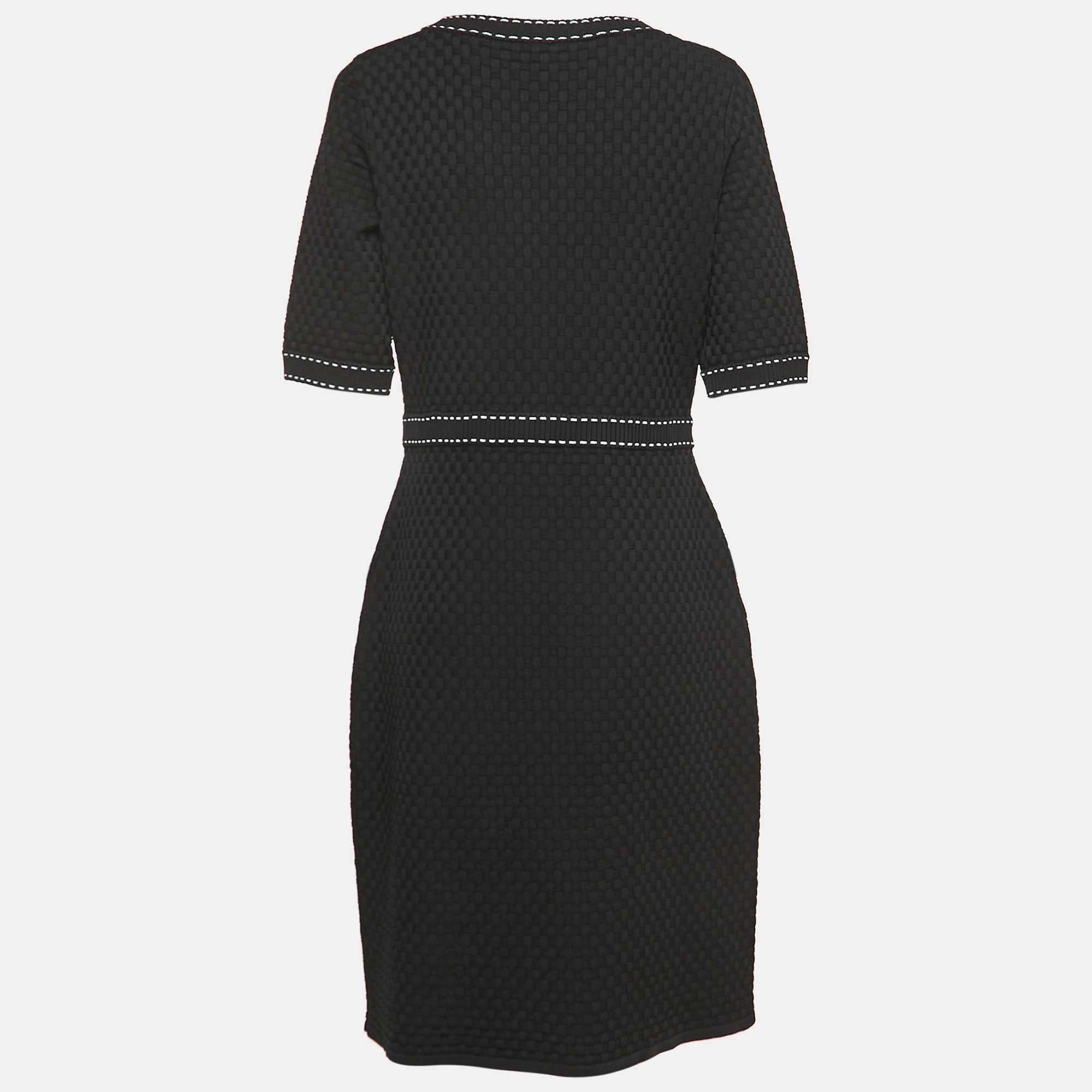 

CH Carolina Herrera Black Textured Knit Midi Dress