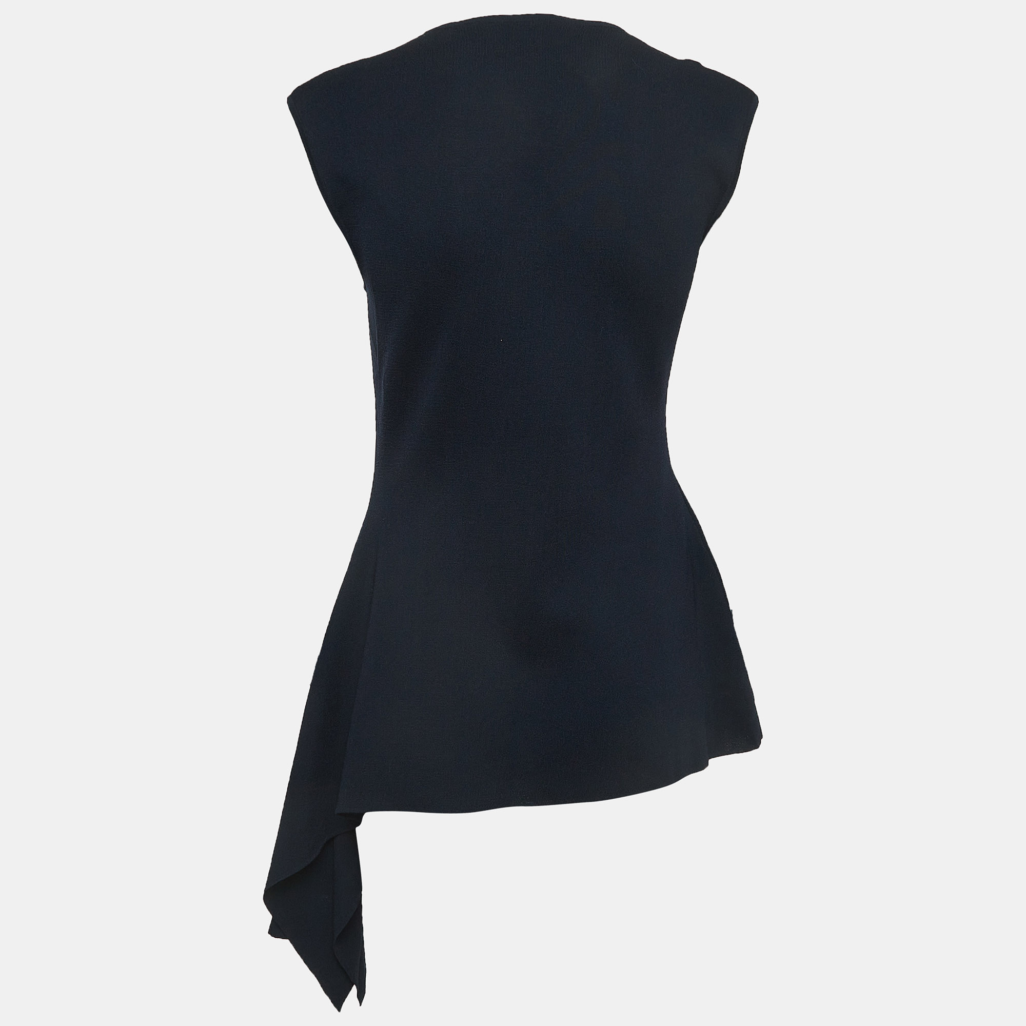 

CH Carolina Herrera Navy Blue Knit Asymmetrical Top