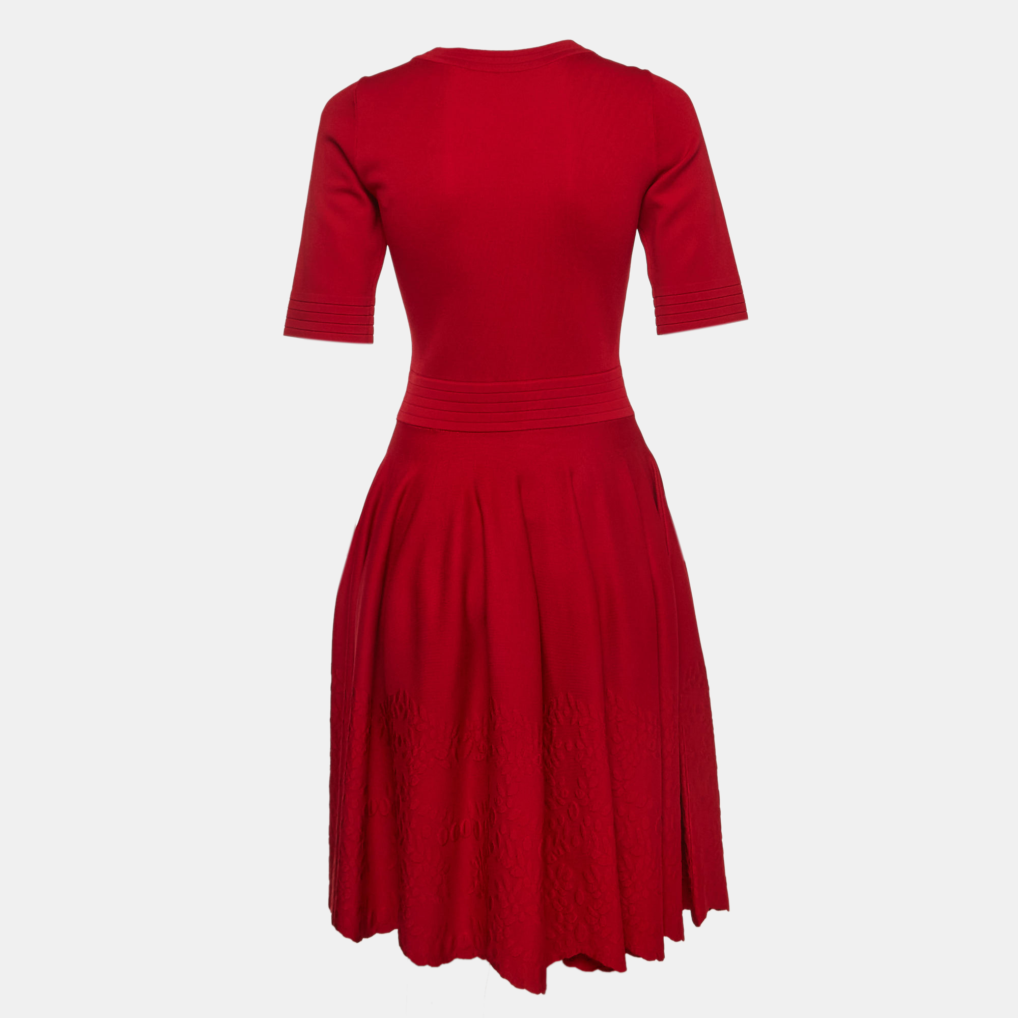 

CH Carolina Herrera Red Knit Flared Short Dress