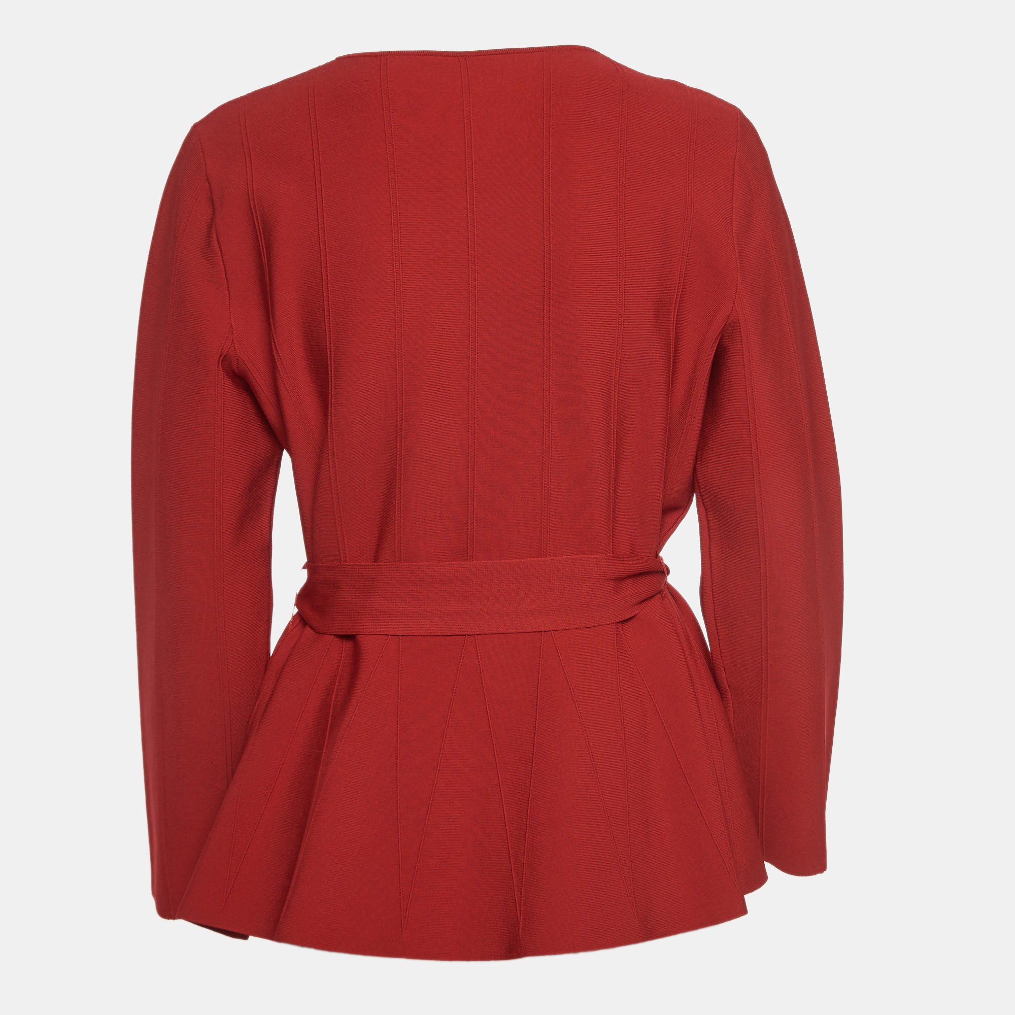 

CH Carolina Herrera Red Knit Zip-Up Peplum Jacket