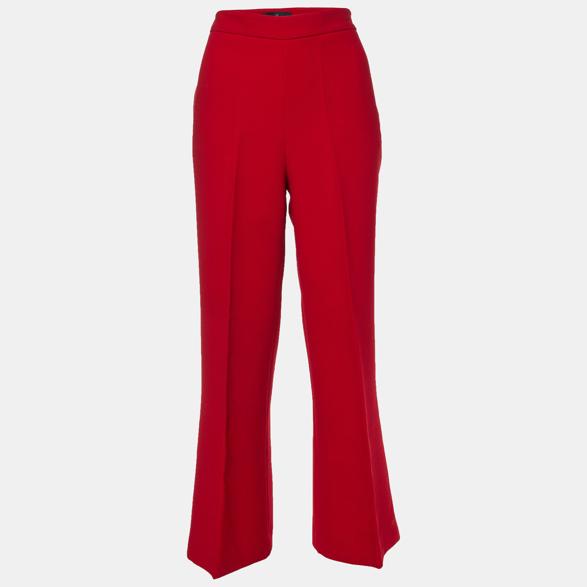 

CH Carolina Herrera Red Crepe Wide Leg Trousers S