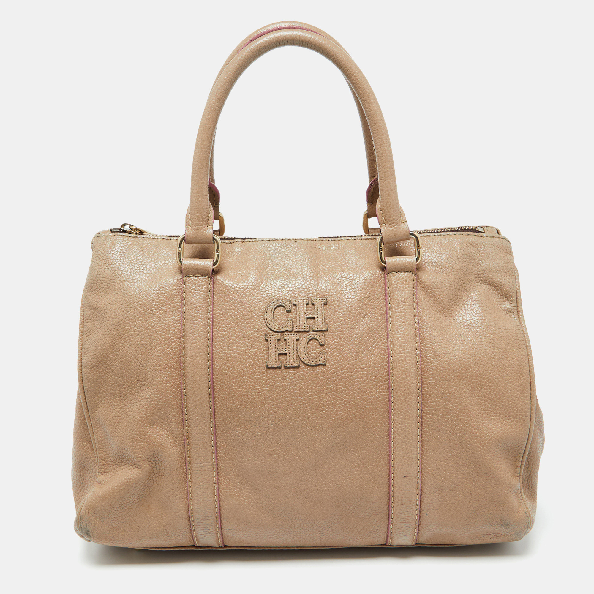 

CH Carolina Herrera Beige Leather Matteo Satchel