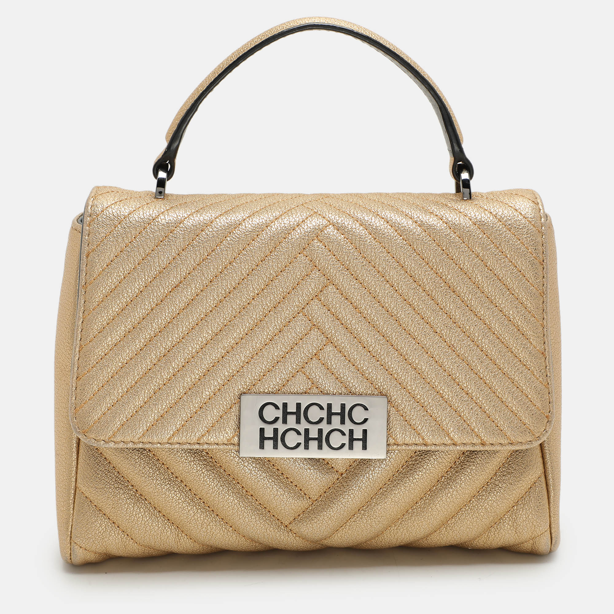 

CH Carolina Herrera Gold Quilted Leather Top Handle Bag