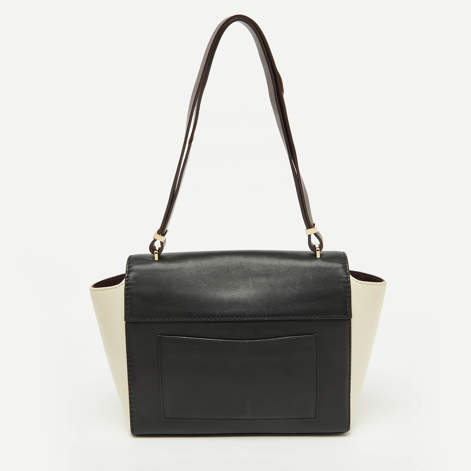 CH Carolina Herrera Tri Color Leather Flap Shoulder Bag 
