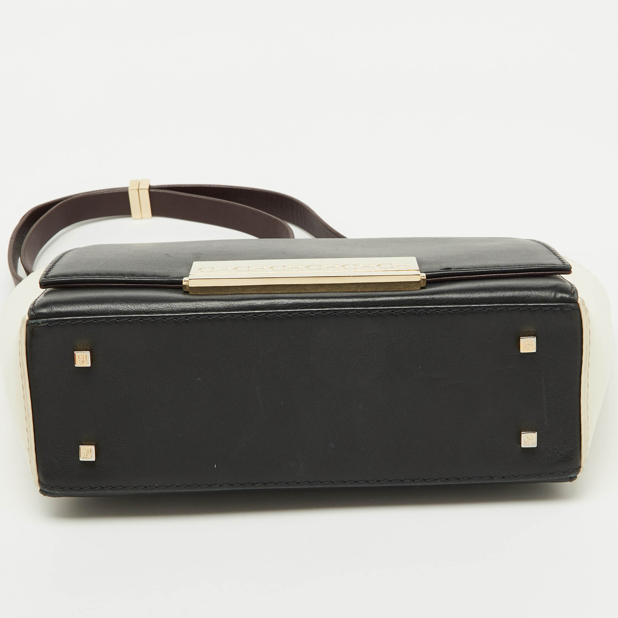 CH Carolina Herrera Tri Color Leather Flap Shoulder Bag 