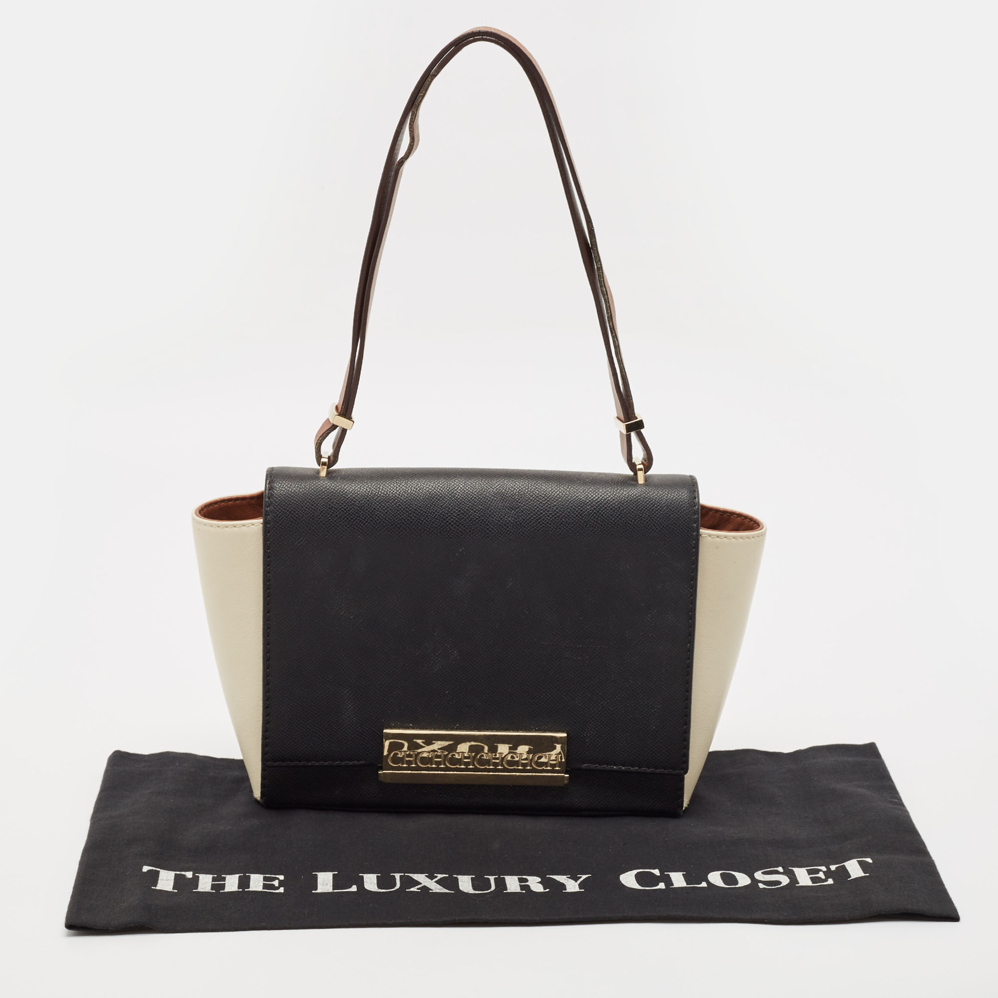 CH Carolina Herrera Tricolor Leather Casati Shoulder Bag 
