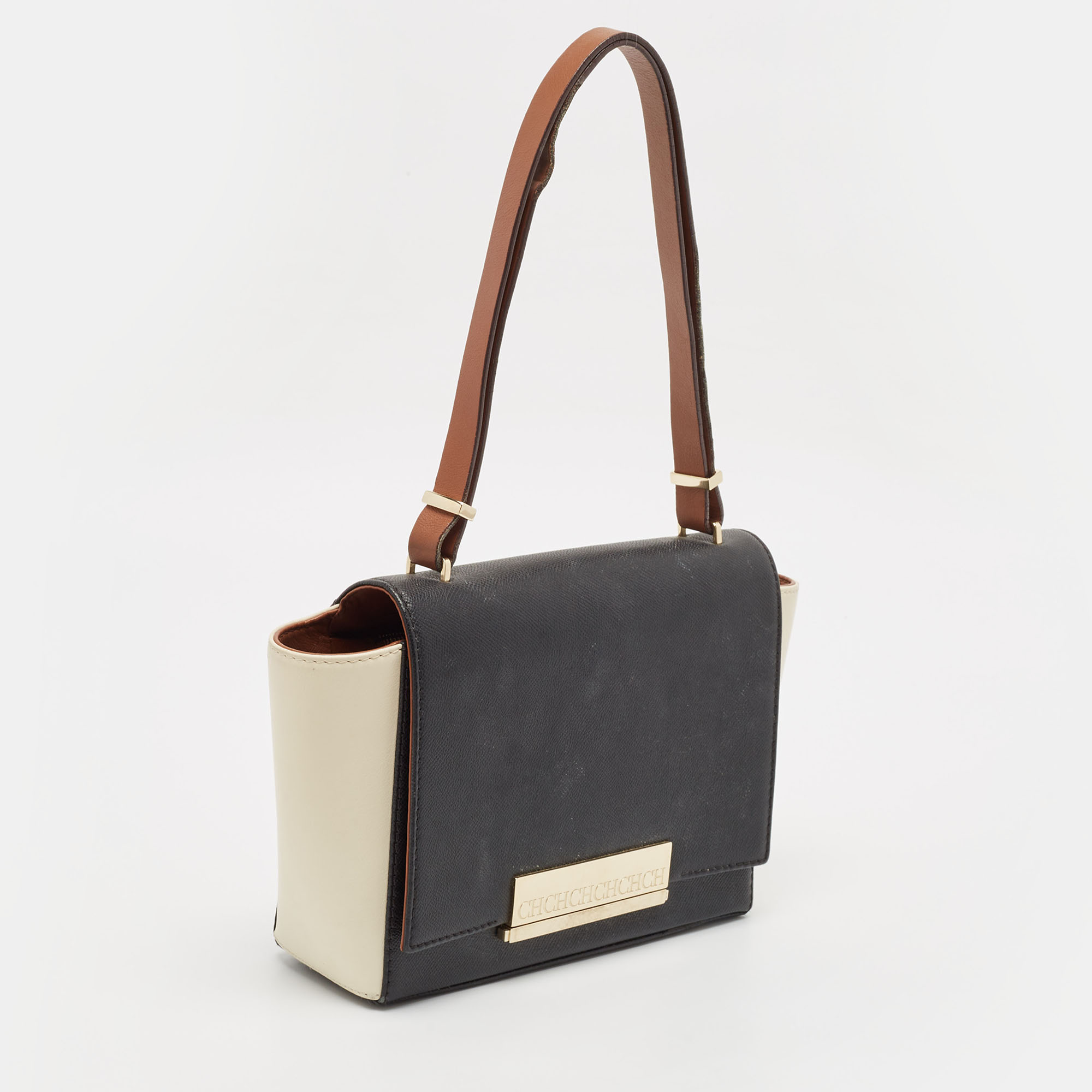 CH Carolina Herrera Tricolor Leather Casati Shoulder Bag 