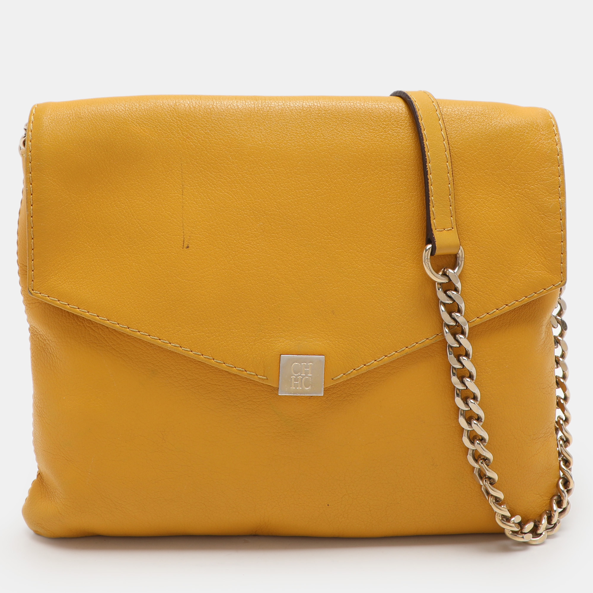 

CH Carolina Herrera Yellow Leather Flap Shoulder Bag