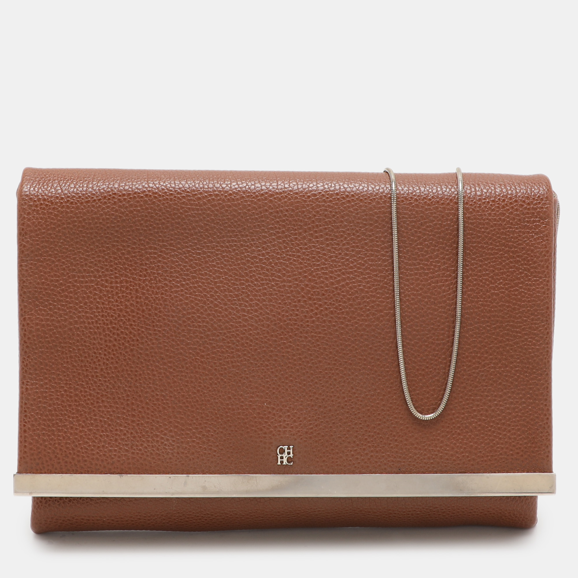 

CH Carolina Herrera Brown Leather Chain Clutch