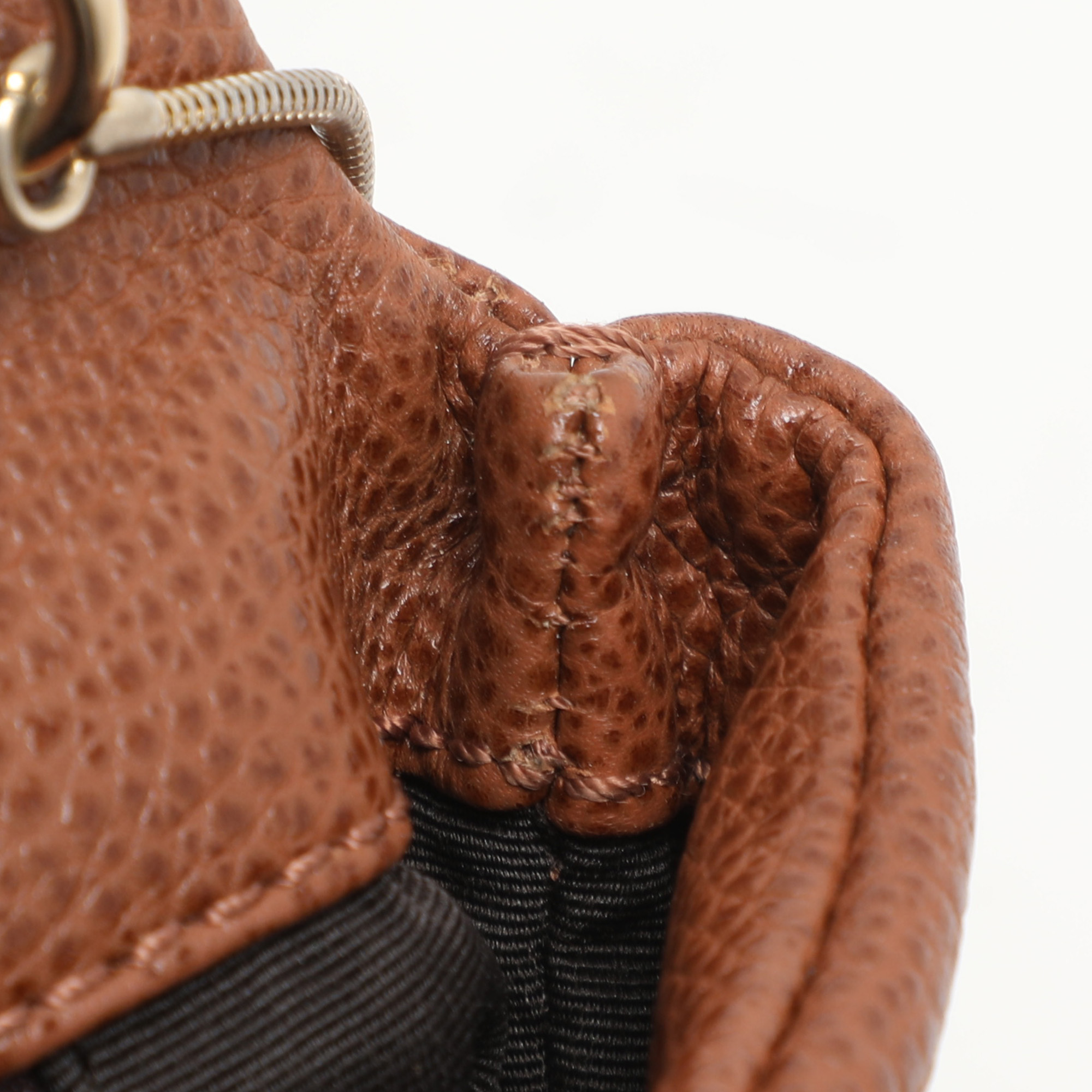 CH Carolina Herrera Brown Leather Chain Clutch 