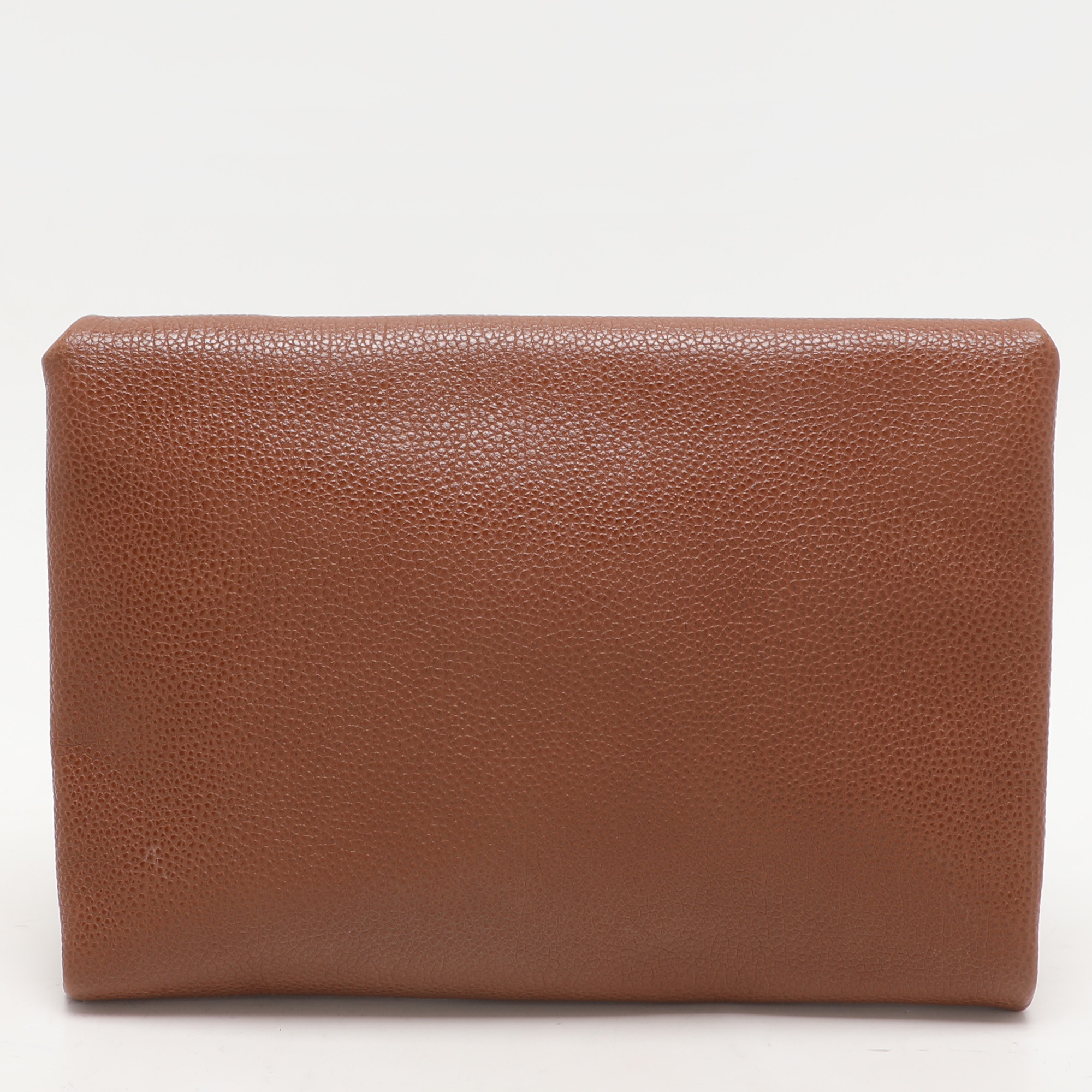 CH Carolina Herrera Brown Leather Chain Clutch 