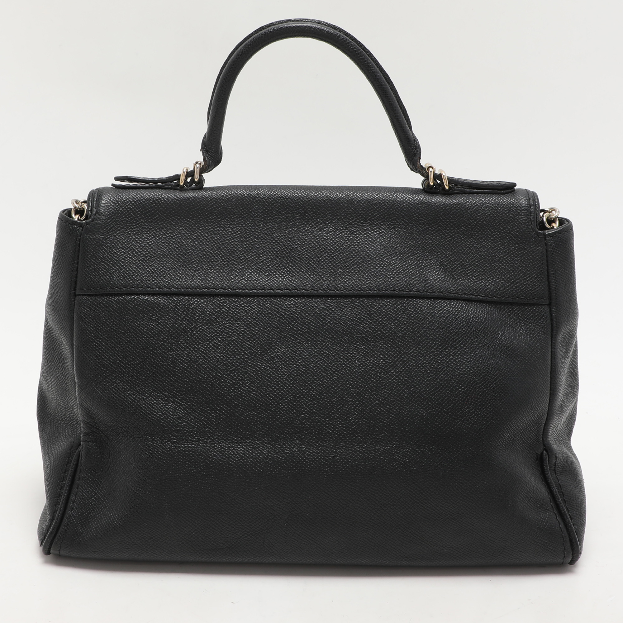 CH Carolina Herrera Black Leather Minuetto Flap Top Handle Bag 