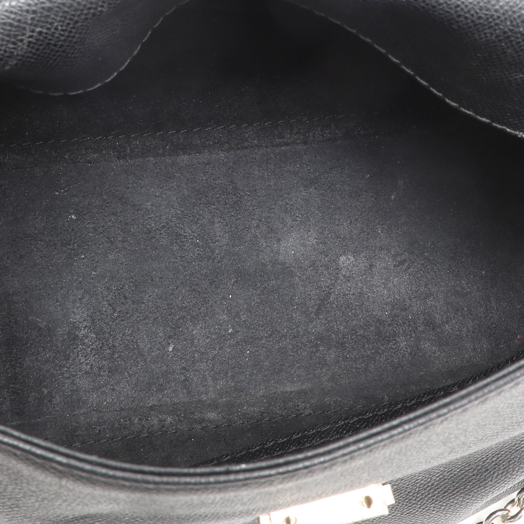 CH Carolina Herrera Black Leather Minuetto Flap Top Handle Bag 