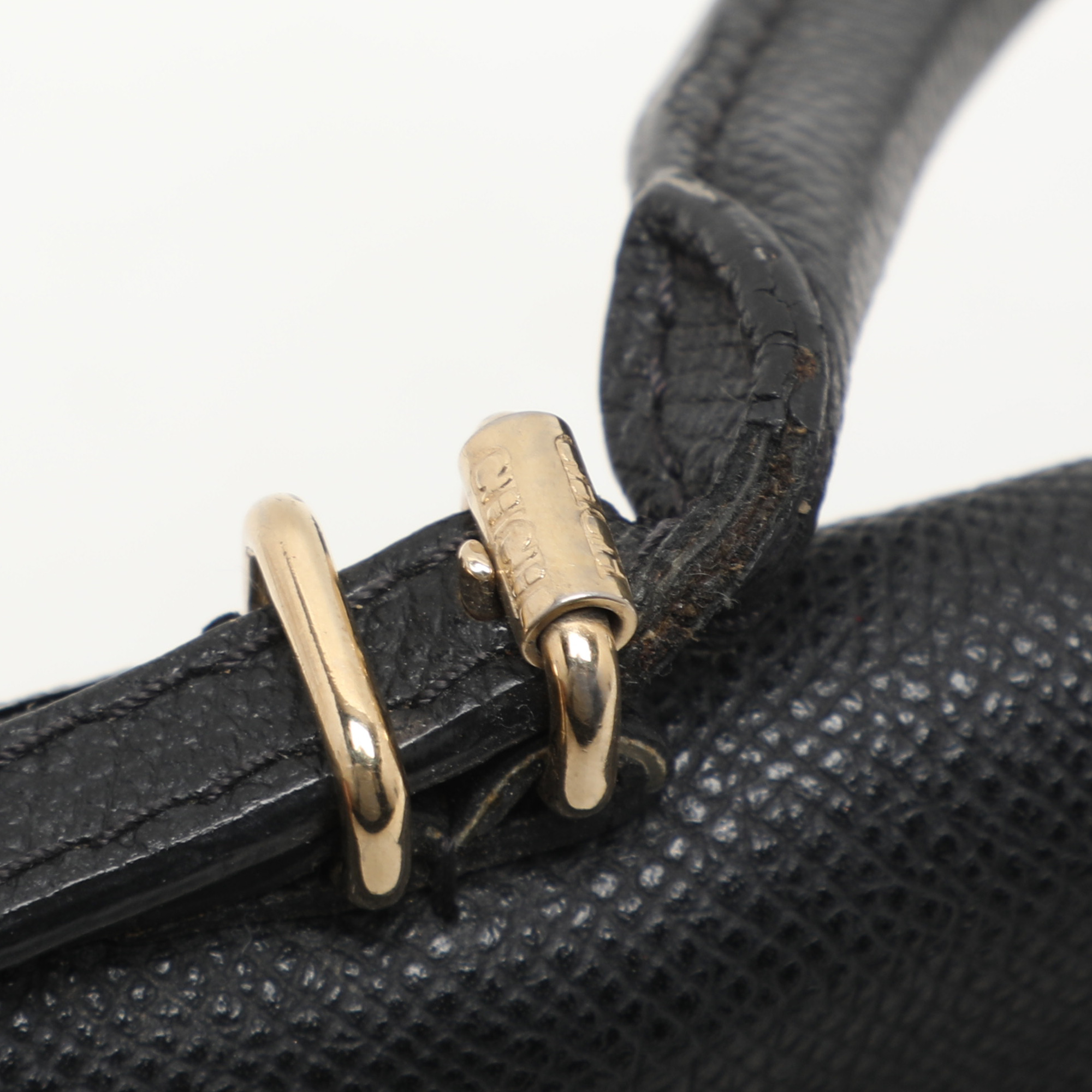 CH Carolina Herrera Black Leather Minuetto Flap Top Handle Bag 