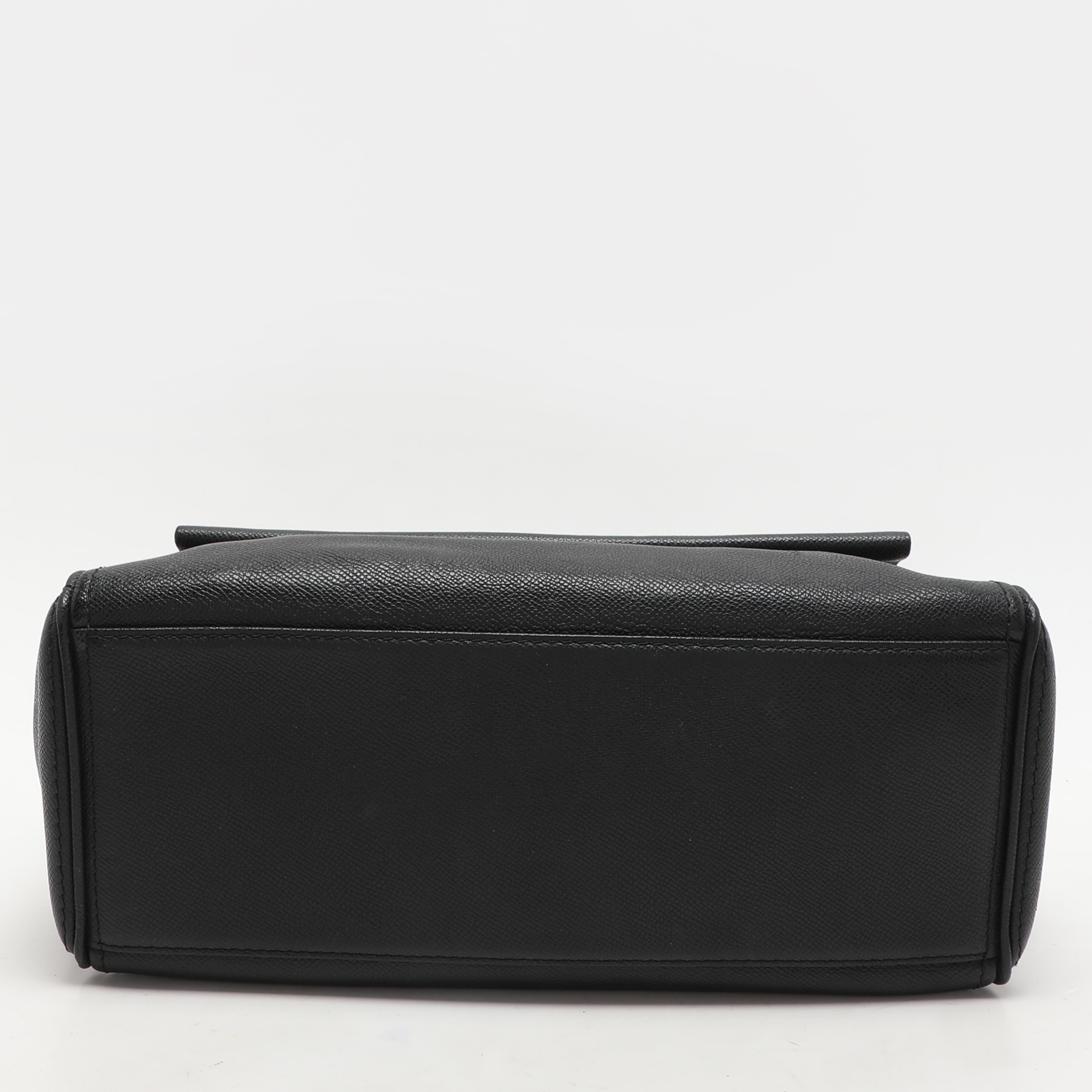 CH Carolina Herrera Black Leather Minuetto Flap Top Handle Bag 
