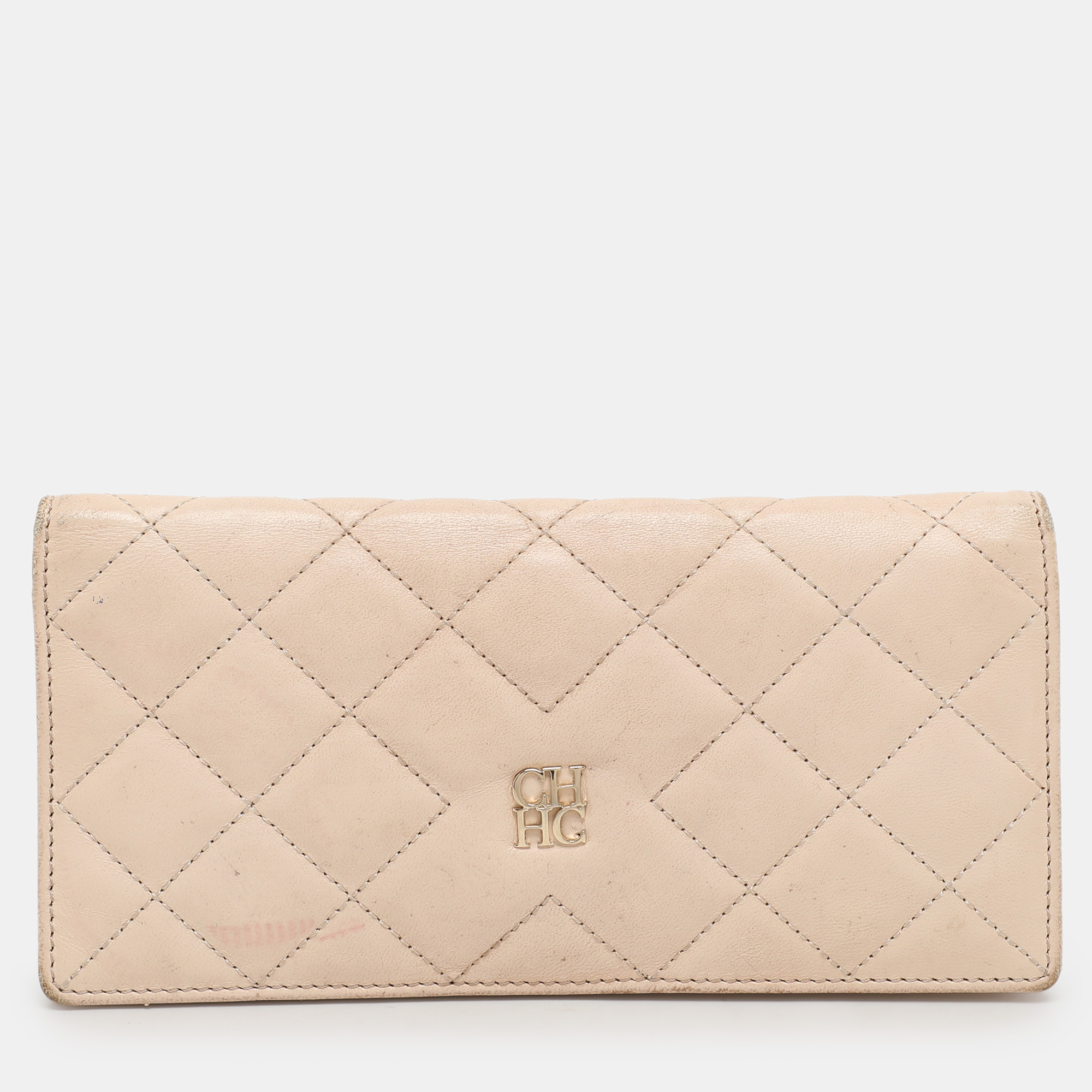 

CH Carolina Herrera Cream Leather Continental Bifold Wallet