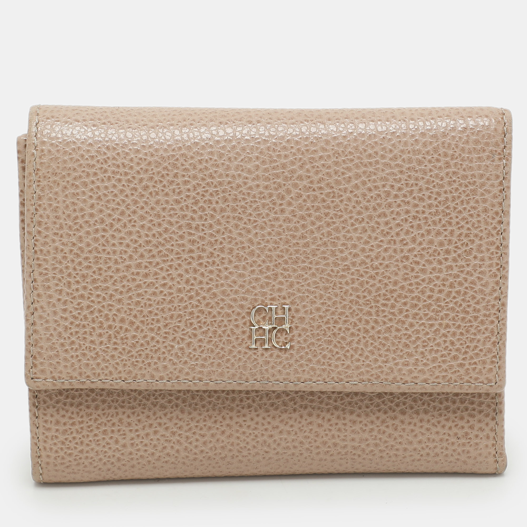 

CH Carolina Herrera Beige Leather Trifold Wallet