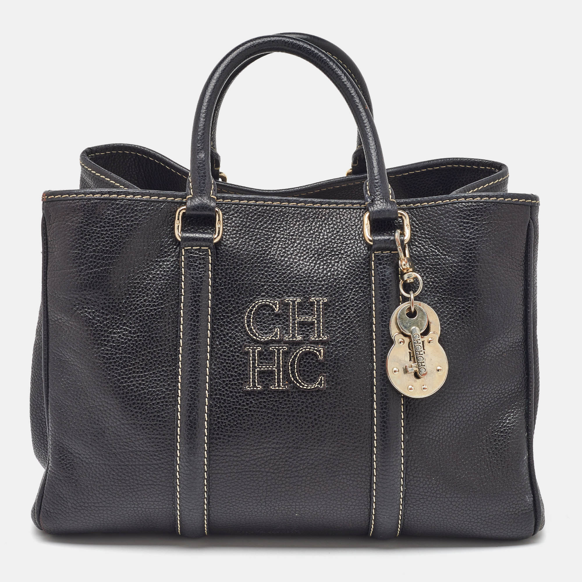 

CH Carolina Herrera Black Leather Matteo Tote