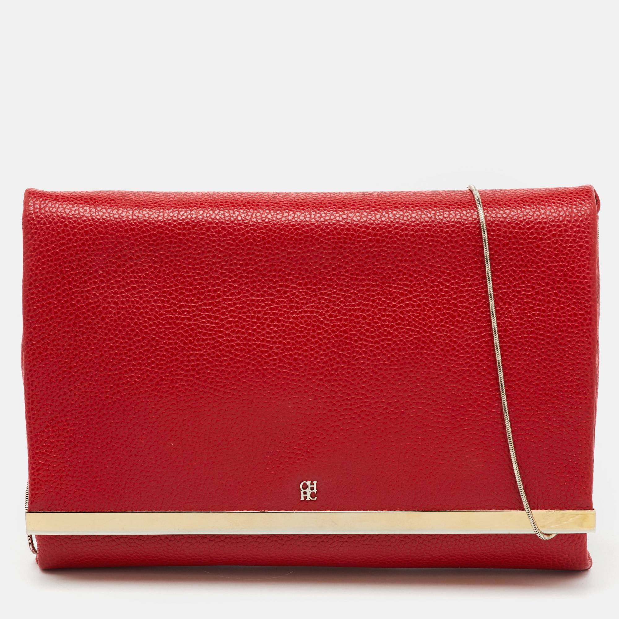 

CH Carolina Herrera Red Leather Flap Chain Shoulder Bag