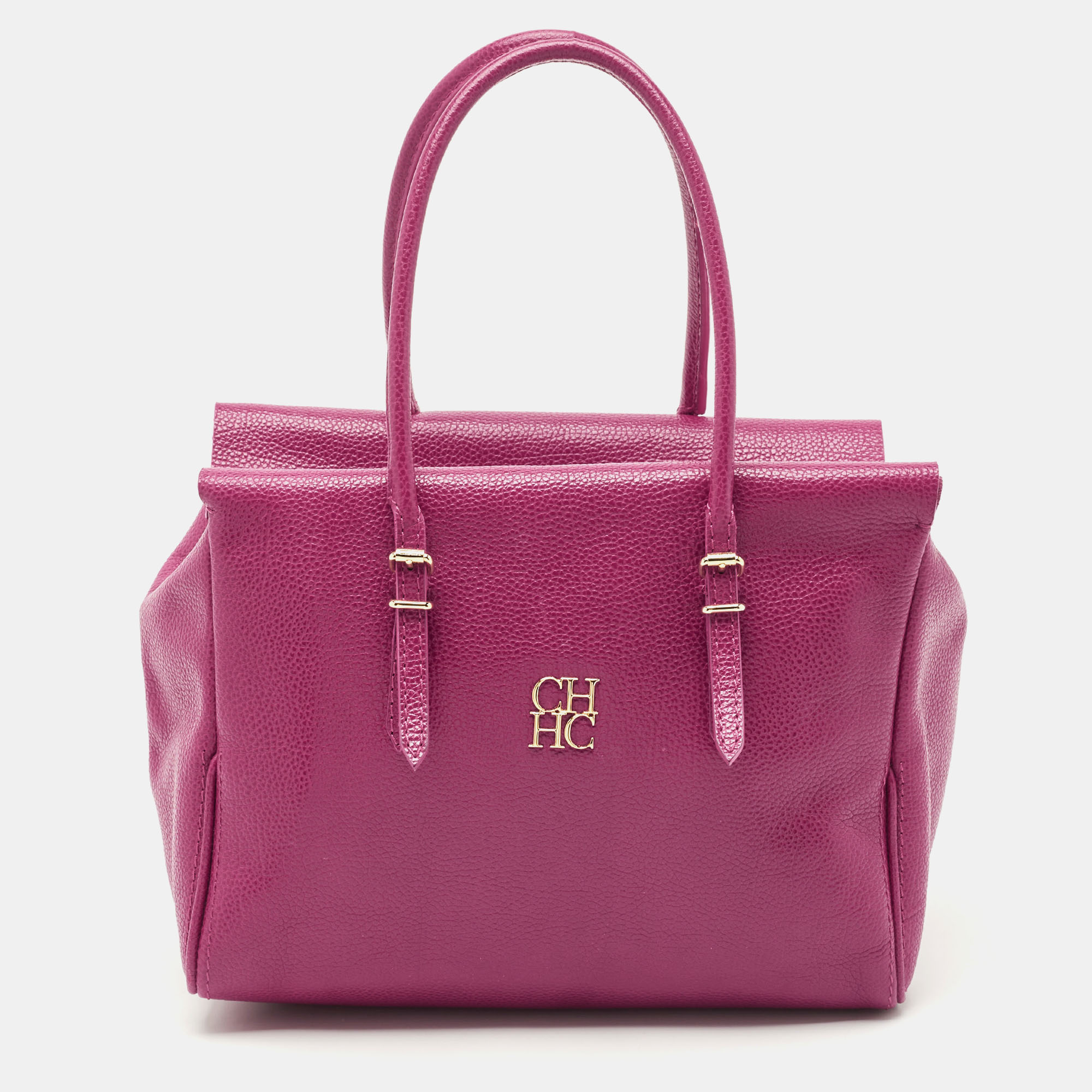 

CH Carolina Herrera Fuchsia Leather Tempo Collection Adagio Tote, Pink