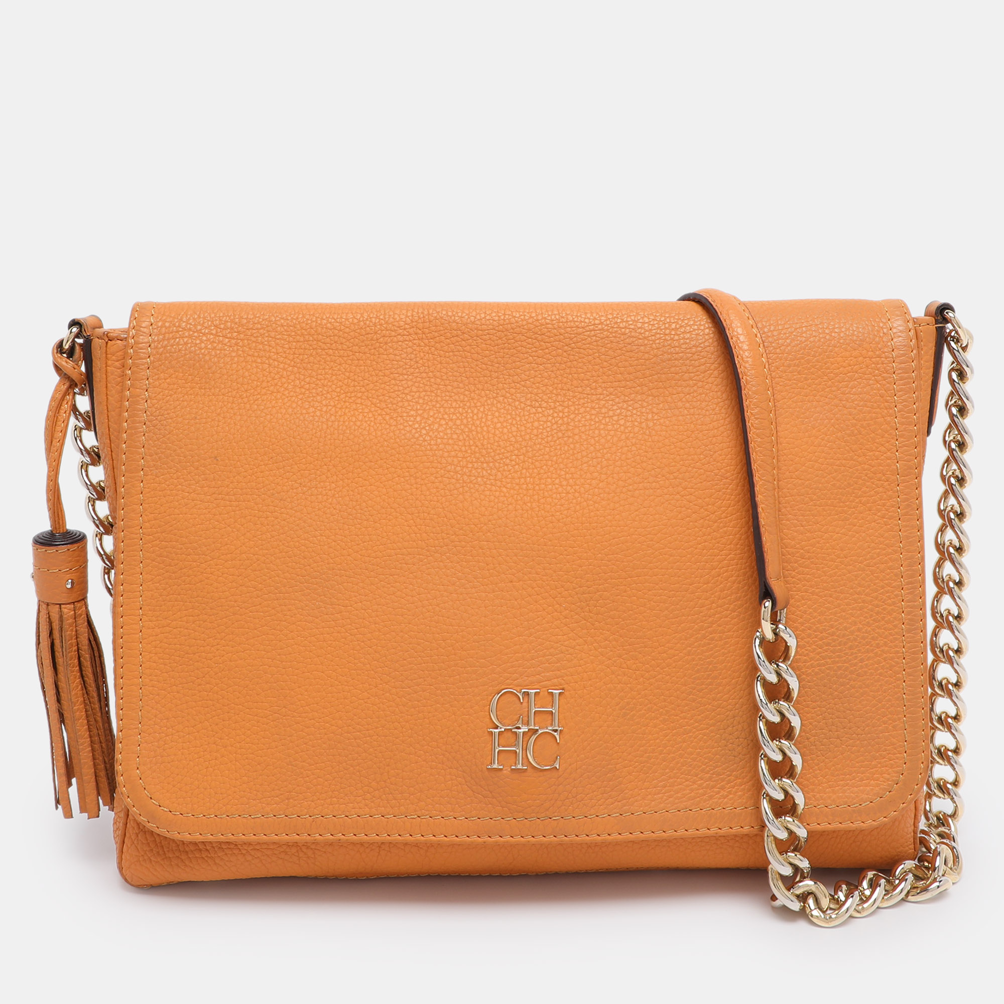 

CH Carolina Herrera Mustard Leather Tassel Flap Chain Shoulder Bag, Yellow