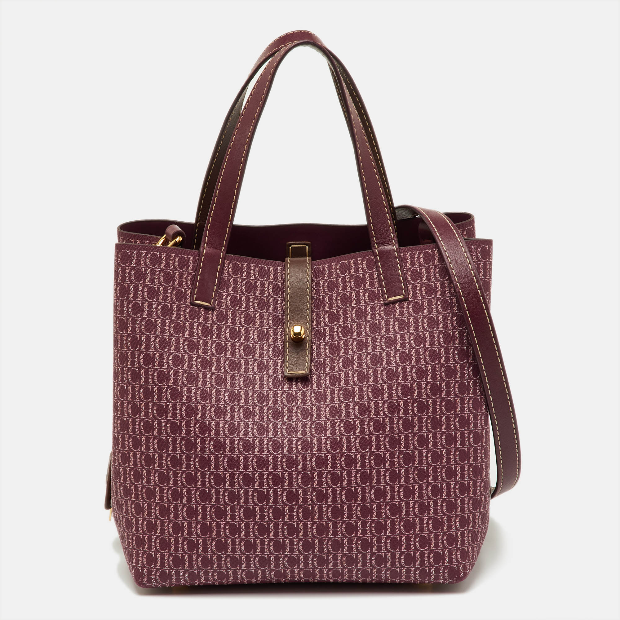 

CH Carolina Herrera Burgundy Monogram Coated Canvas and Leather Matryoshka Locked  Bag