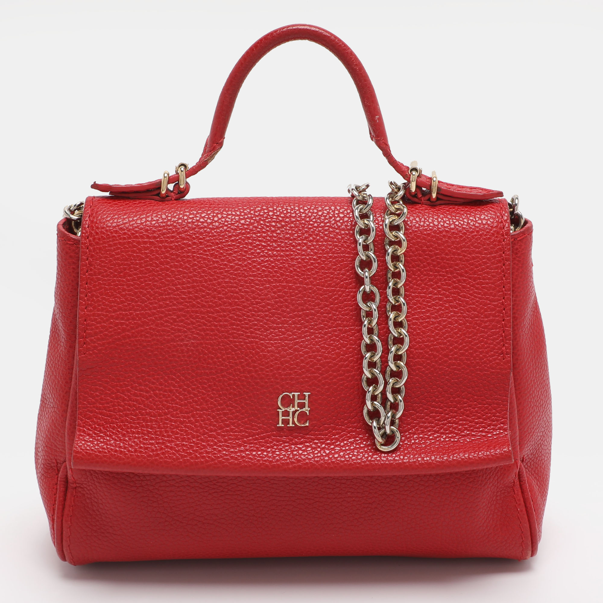 

CH Carolina Herrera Minuetto Small Red Leather Top Handle Bag