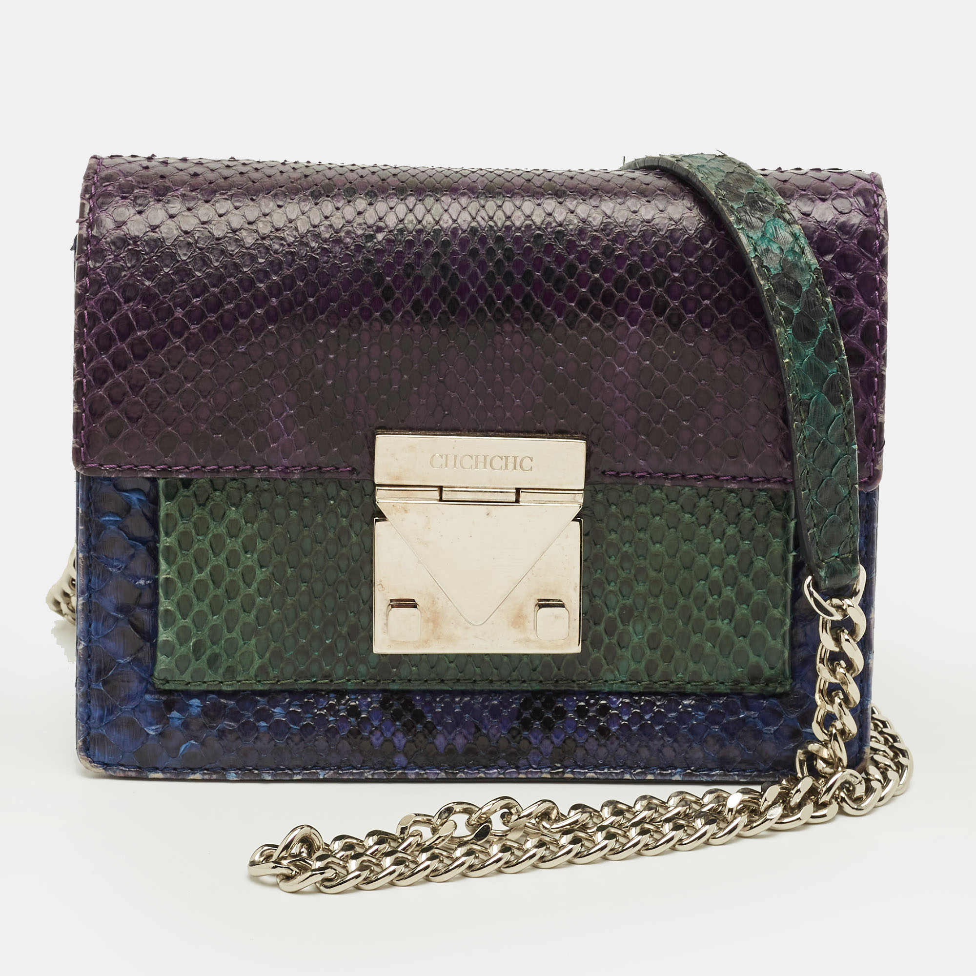 

CH Carolina Herrera Tricolor Python Flap Crossbody Bag, Multicolor