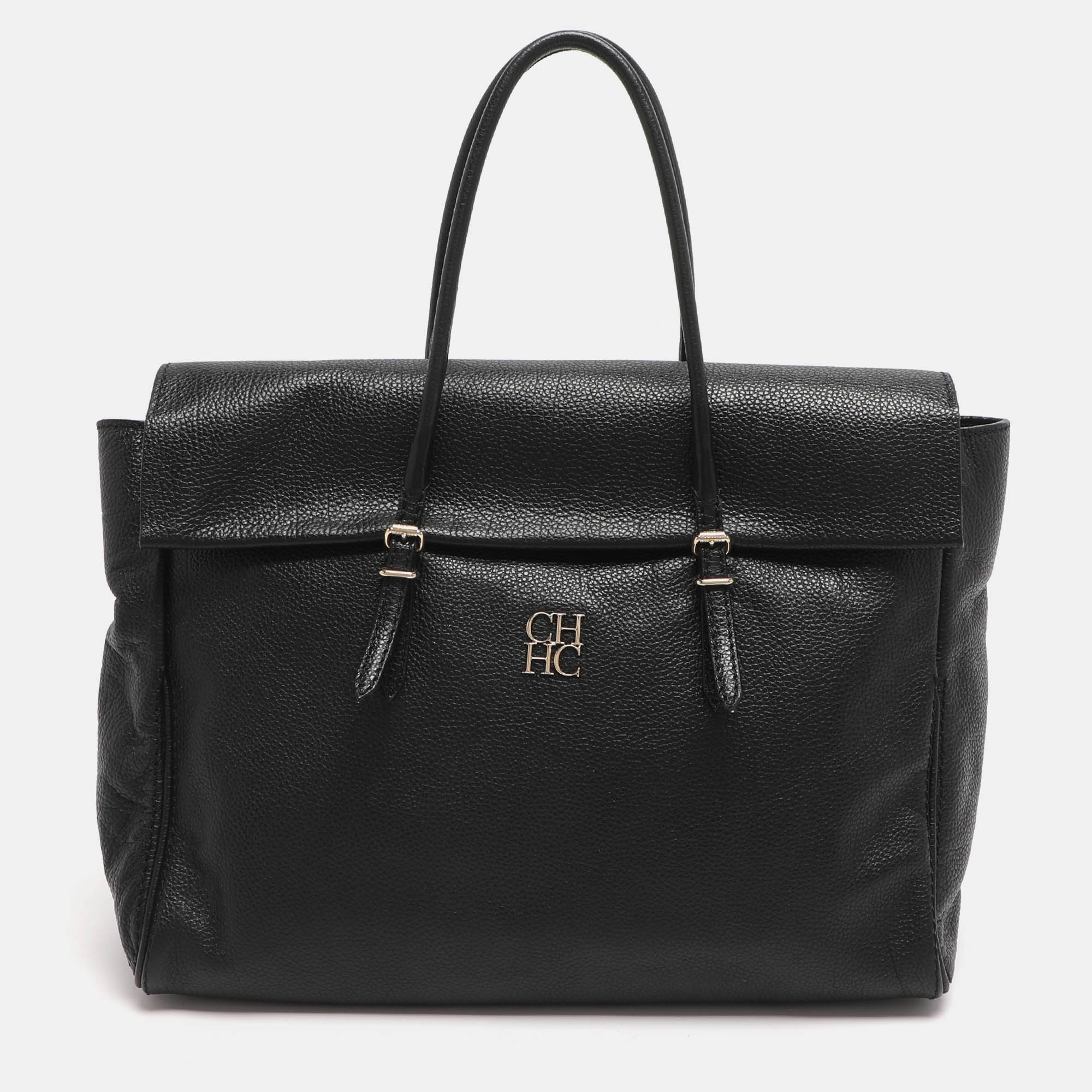 

CH Carolina Herrera Adagio Tempo Collection Black Leather Tote