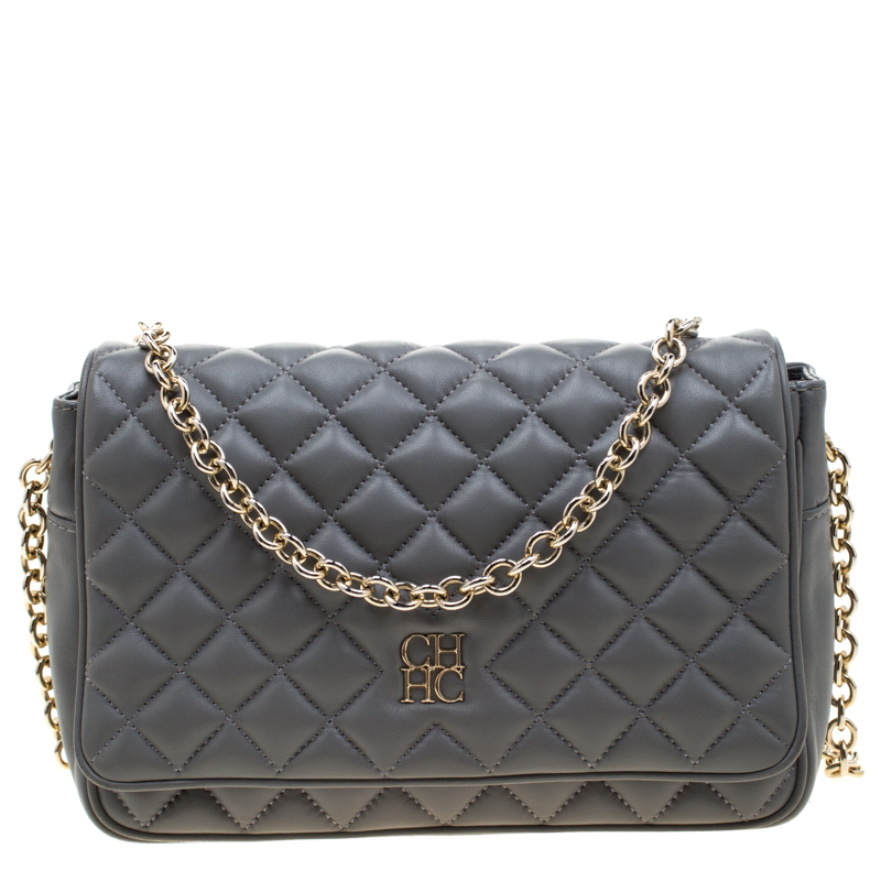 grey quilted bag