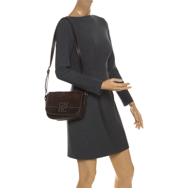 

Carolina Herrera Brown Suede and Leather Flap Crossbody Bag