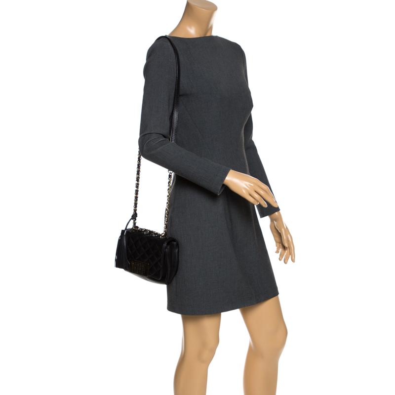 

Carolina Herrera Black Quilted Leather Tassel Shoulder Bag