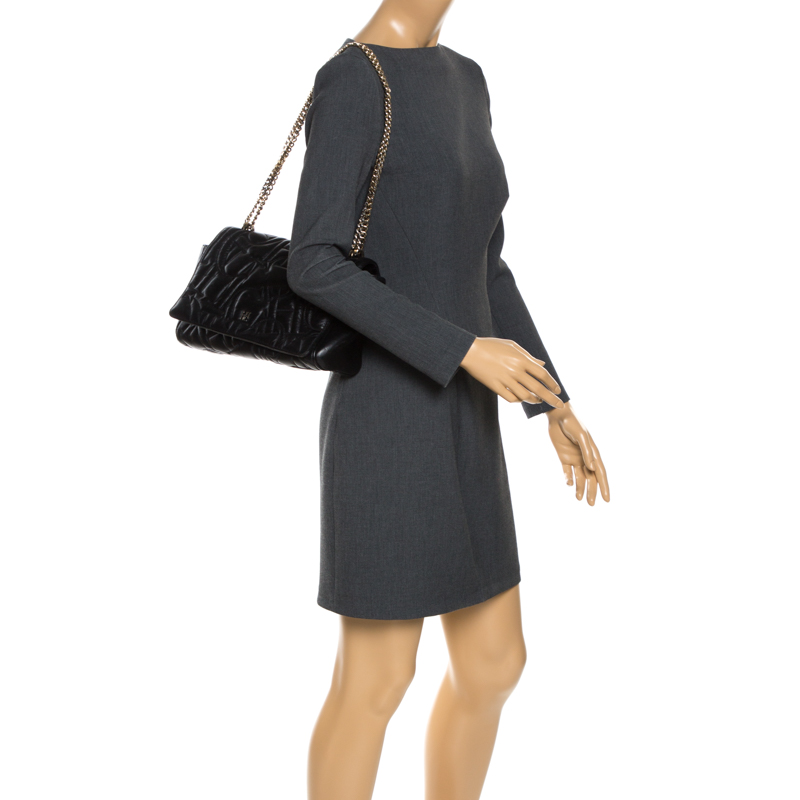 

Carolina Herrera Black Leather Flap Shoulder Bag