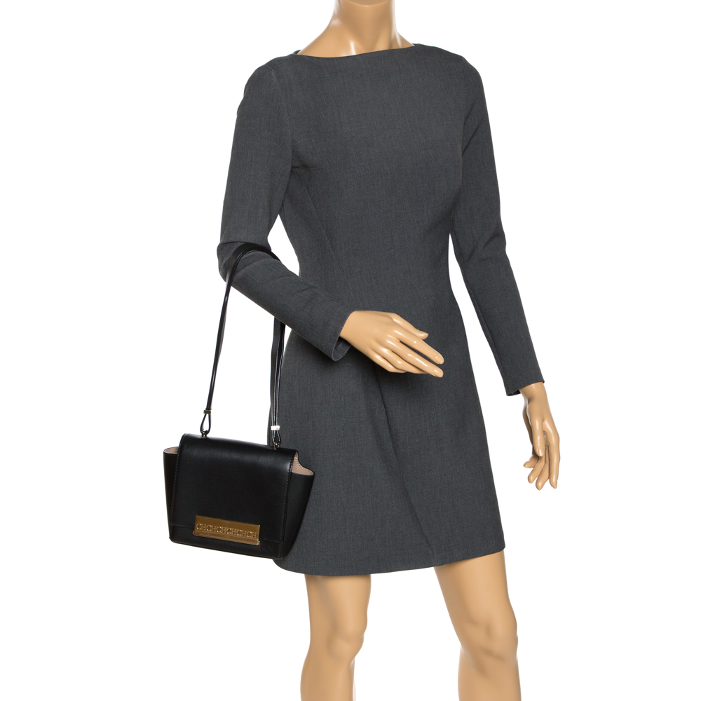 

Carolina Herrera Black Leather Flap Shoulder Bag