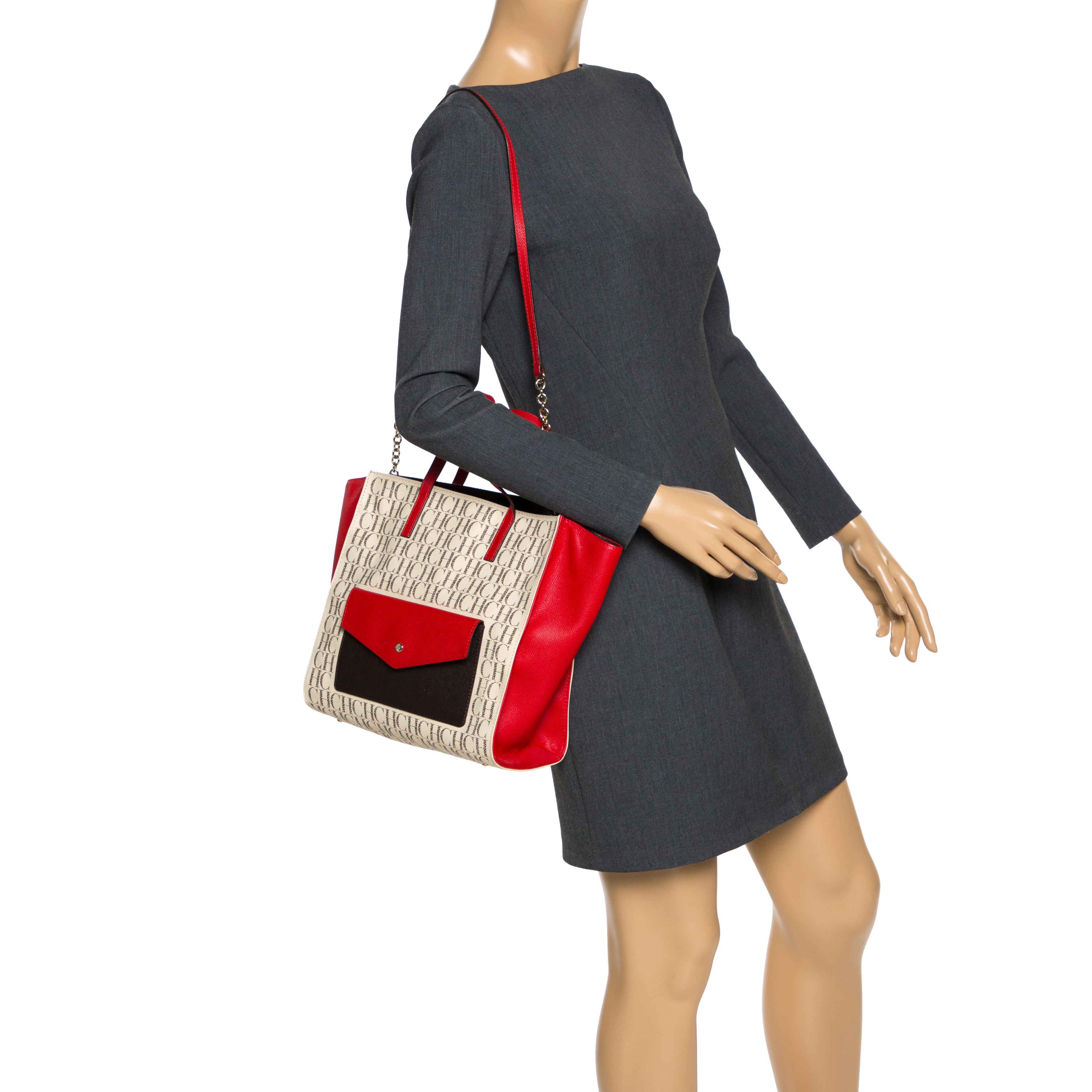 

Carolina Herrera Multicolor Coated Canvas Front Pocket Tote