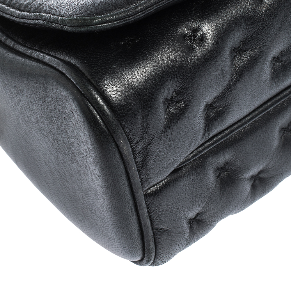 Carolina Herrera Black Stitched Leather Bimba Shoulder Bag CH Carolina  Herrera