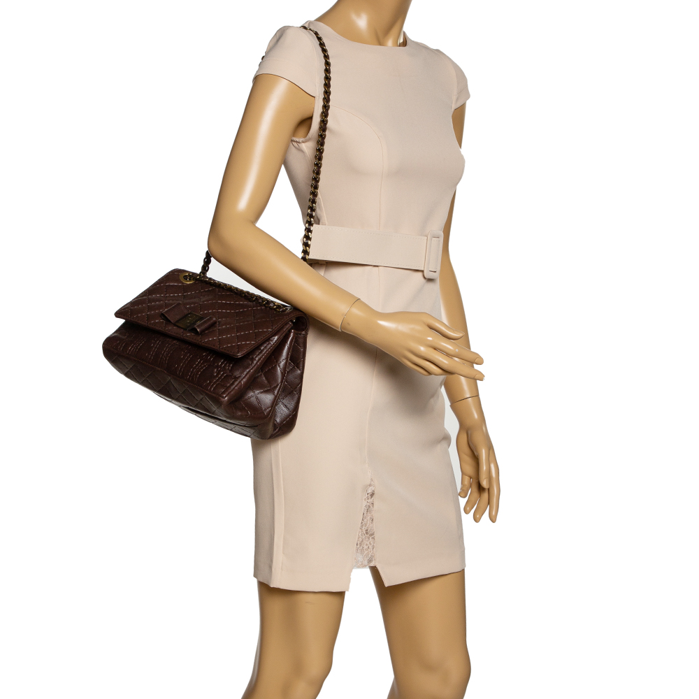 

CH Carolina Herrera Dark Brown Leather Bow Shoulder Bag