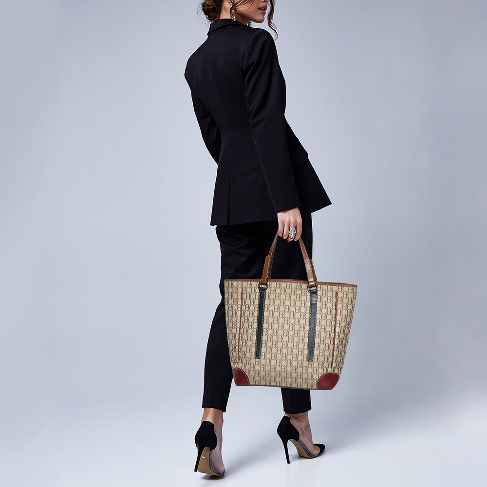 

Carolina Herrera Multicolor Canvas and Leather Tote