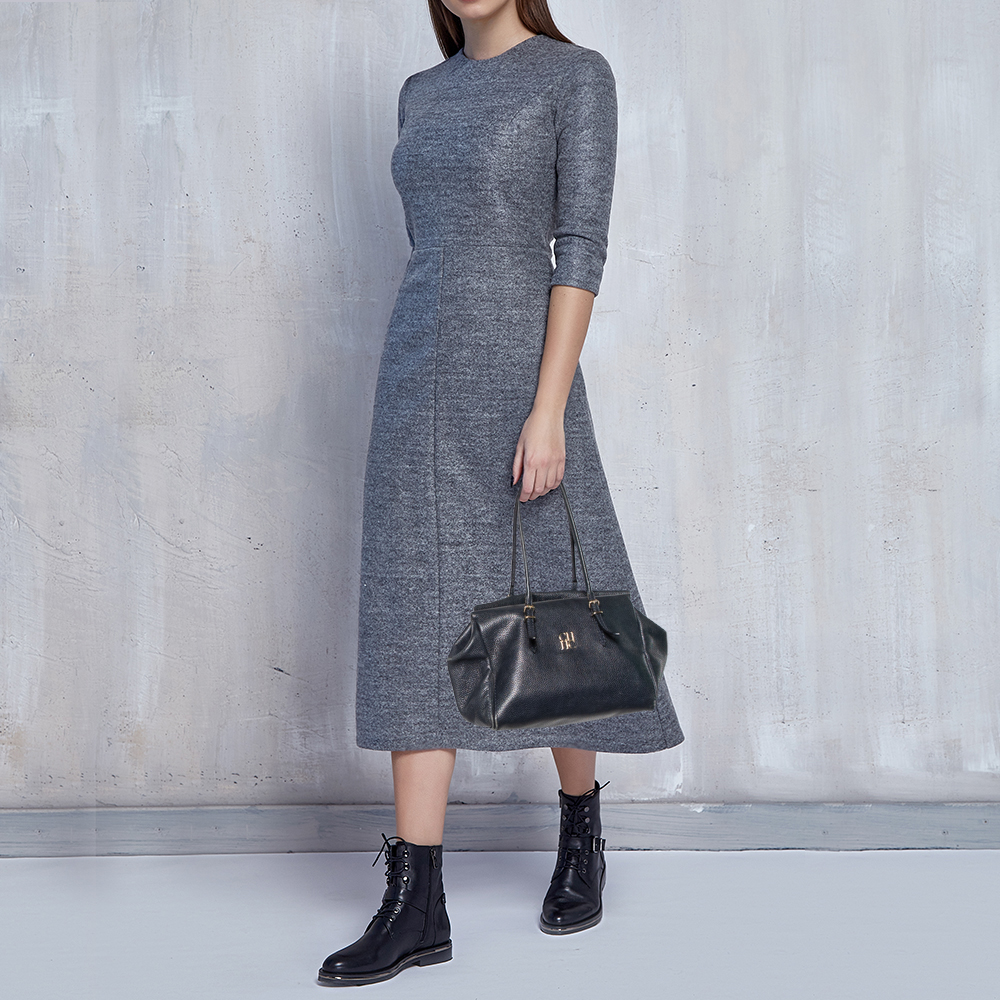 

Carolina Herrera Dark Navy Leather Tote, Navy blue