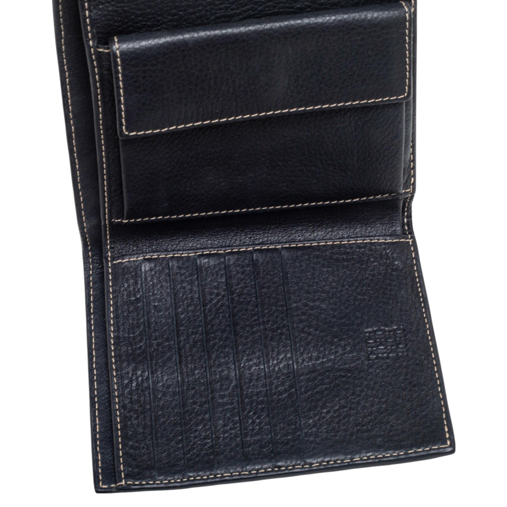 

CH Carolina Herrera Black Monogram Embossed Leather Trifold Wallet