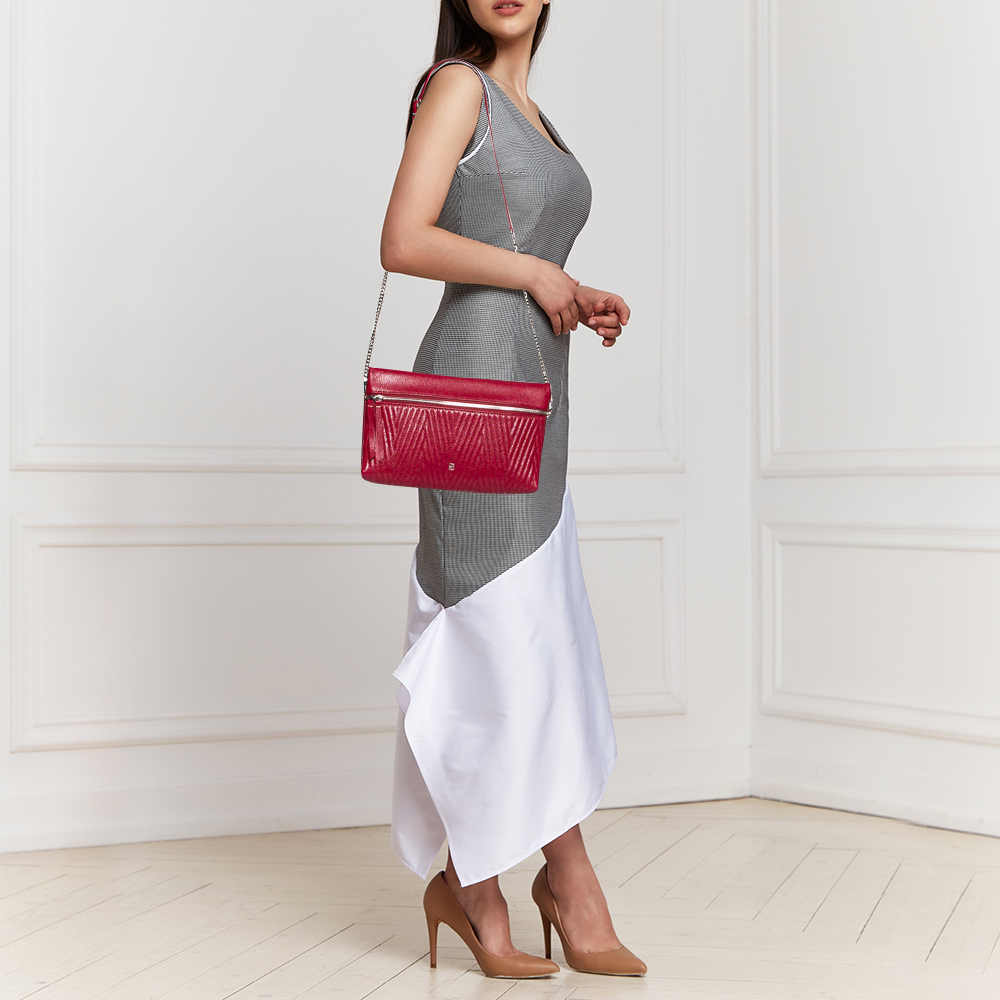 

CH Carolina Herrera Red Quilted Leather Crossbody Bag