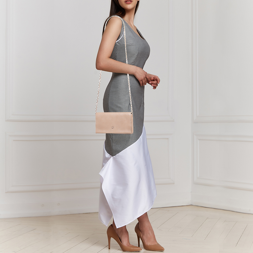 

CH Carolina Herrera Beige Leather Flap Chain Crossbody Bag