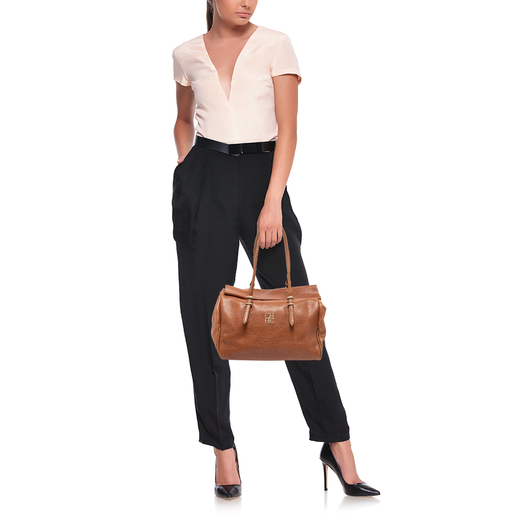 

CH Carolina Herrera Brown Leather Adagio Tote