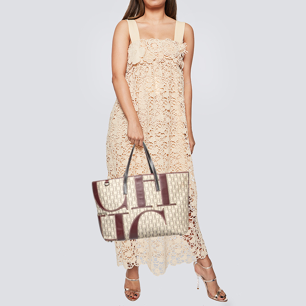 

CH Carolina Herrera Tricolor Monogram Canvas and Leather Tote, Beige