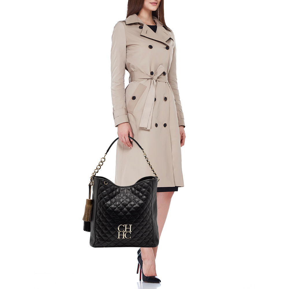 

CH Carolina Herrera Black Leather Hobo