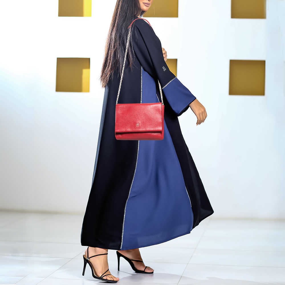 

CH Carolina Herrera Red Leather Flap Shoulder Bag