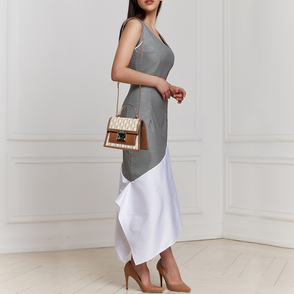 

CH Carolina Herrera Monogram Canvas and Leather Top Handle Bag, Cream
