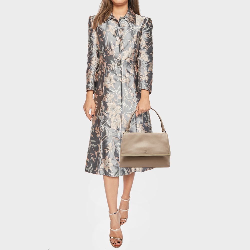 

CH Carolina Herrera Beige Leather Top Handle Bag