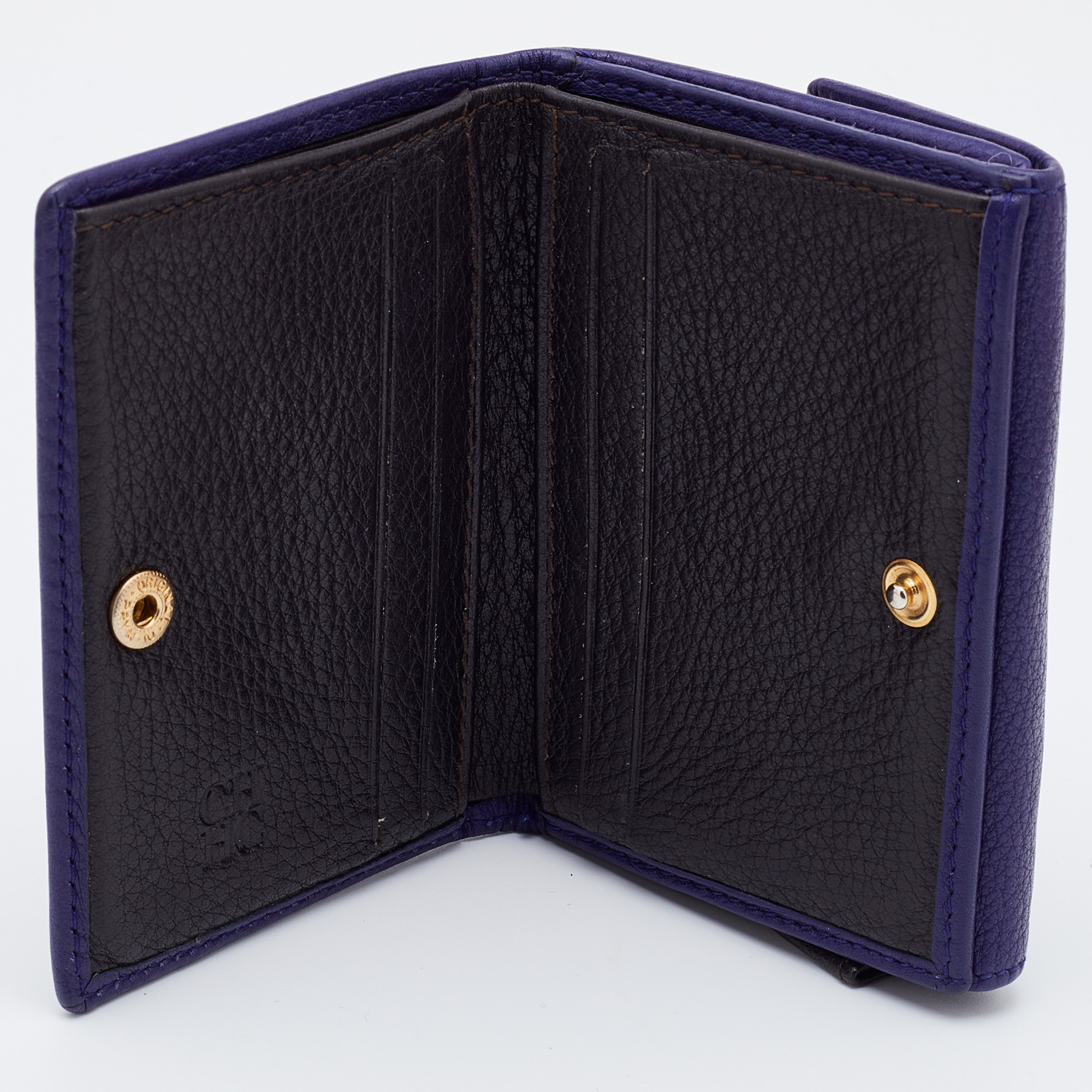 

CH Carolina Herrera Indigo Leather Compact Wallet, Blue