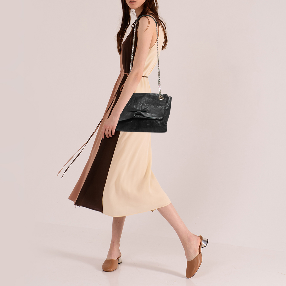 

CH Carolina Herrera Black Leather Bow Flap Shoulder Bag